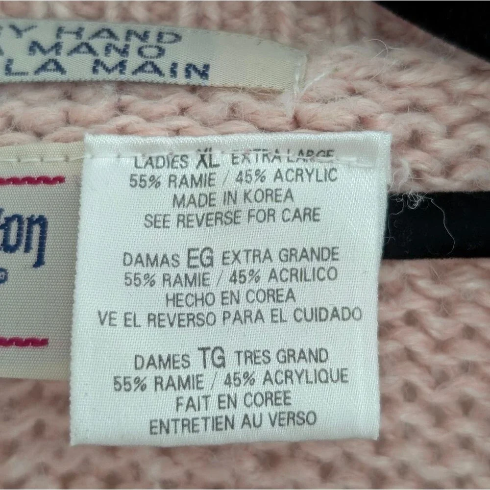 Vintage 90s Huntington Ridge Hand Knit Sweater Floral Embroidered Cottagecore Ca - Picture 3 of 6